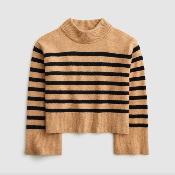 J. Crew Sweaters - J. Crew Tan and Black Striped Turtleneck Sweater